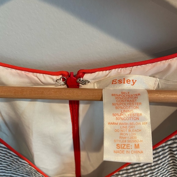 Blue/White Sunny Striped Summer Dress (M) - Picture 2 of 3